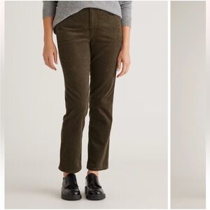 Quince Organic Stretch Corduroy Straight Leg Pants Seaweed Green Sz 6